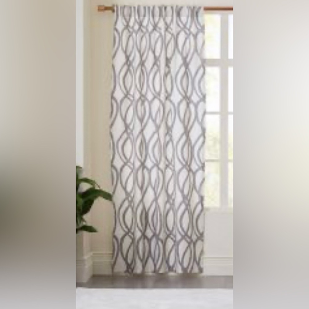 1 West Elm Gray Scribble Curtains Cotton 78”x46”